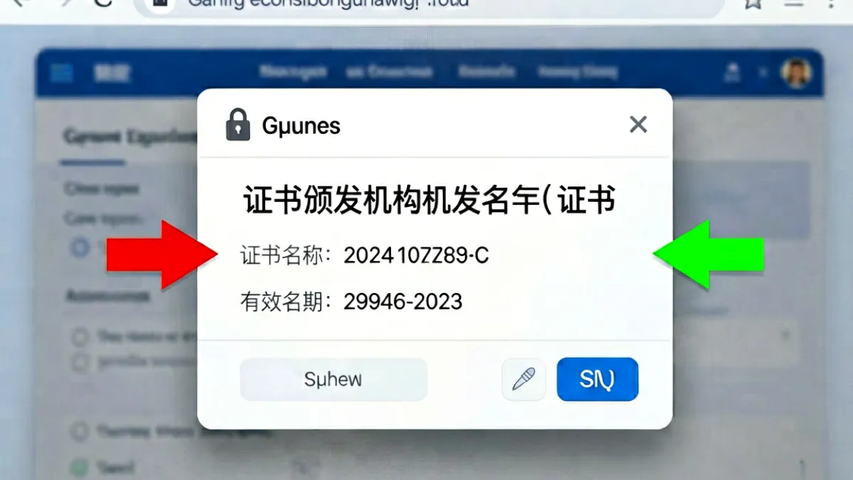 展示浏览器地址栏中HTTPS证书验证过程的示意图，帮助用户识别caoliu地址真伪